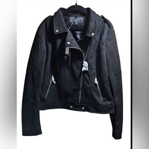 LA COALITION / Faux Suede Moto Jacket / NWT / XL / Ptp-21”